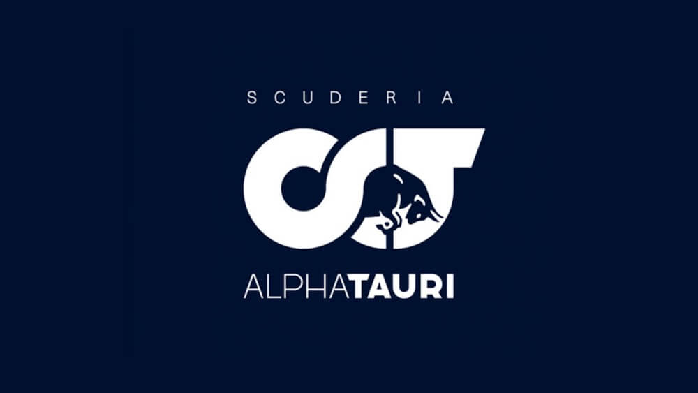 AlphaTauri-F1-team-logga-i-vitt-mot-marinbla-bakgrund