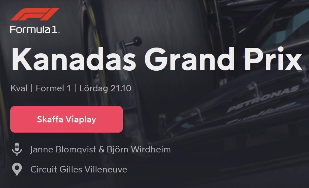 Kanada Grand Prix sänds på ViaPlay