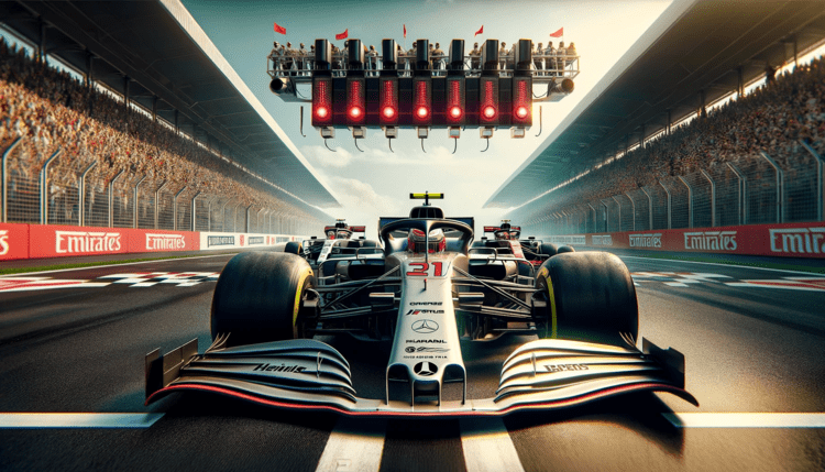 F1 bil redo för start i Abu Dhabi GP - AI genererad