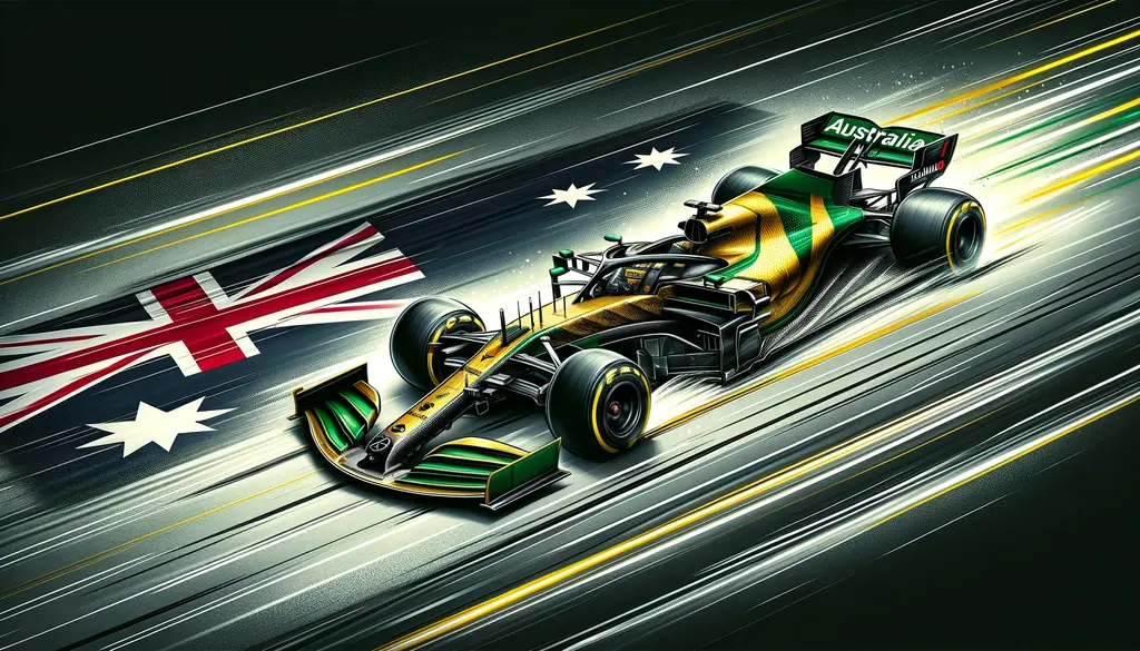 Oscar Piastri i en australiensisk F1 bil. AI genererad illustration