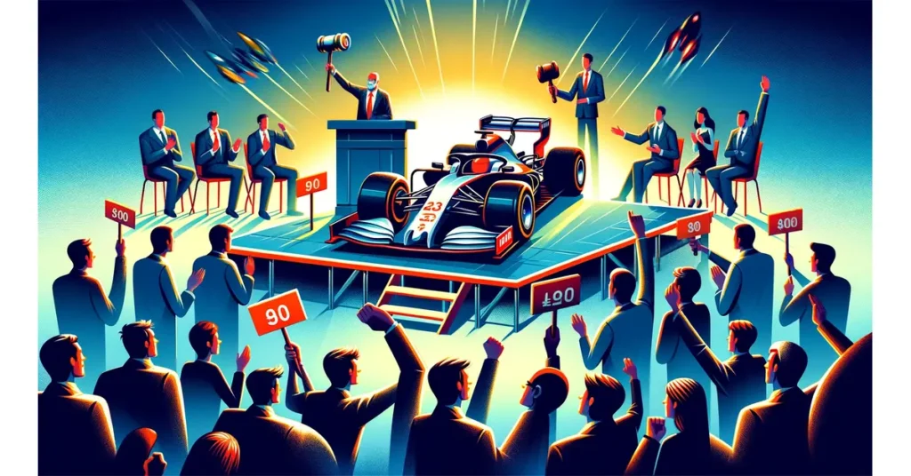 F1 bil pris på auktion - AI genererad illustration