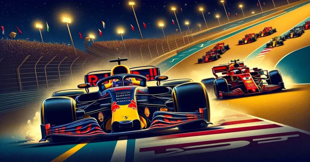 Red Bull och Ferrari toppar Bahrain GP kval 2024. AI-illustration