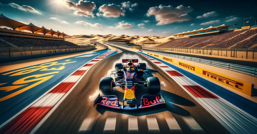 Red Bull bil seglar hem segern i Bahrain - AI illustration