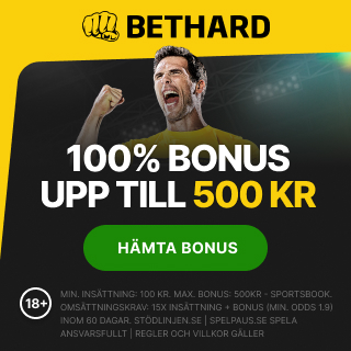 Bethard odds-bonus rektangulär - 100% upp till 500kr