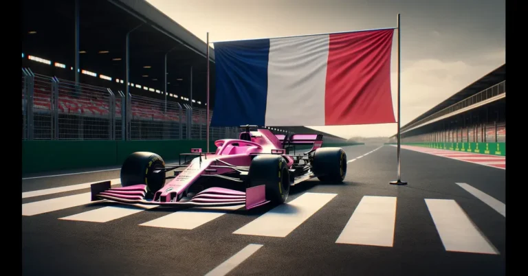 Alpine bil framför fransk flagga - AI Genererad