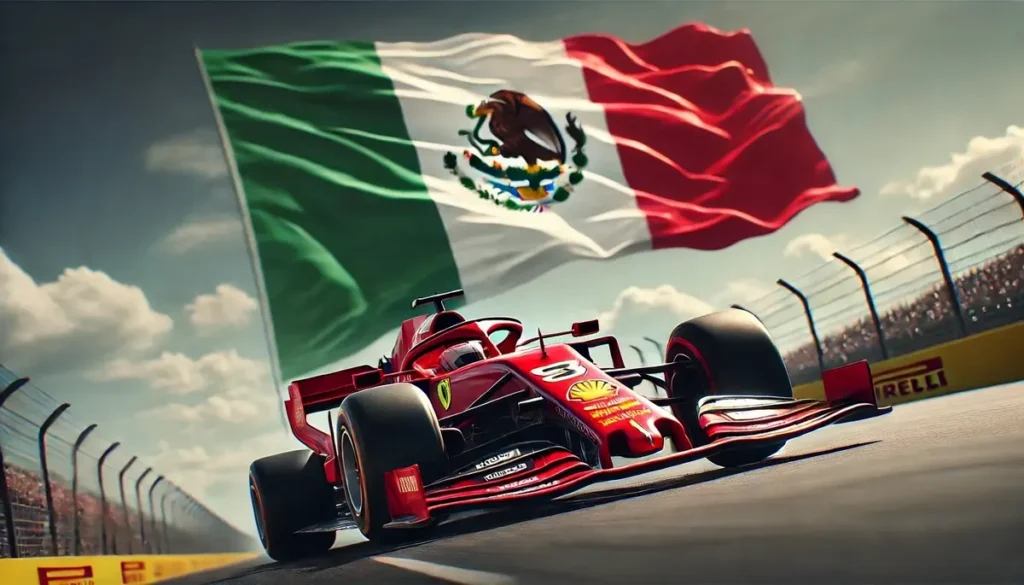 En Ferrari F1 bil i Mexiko