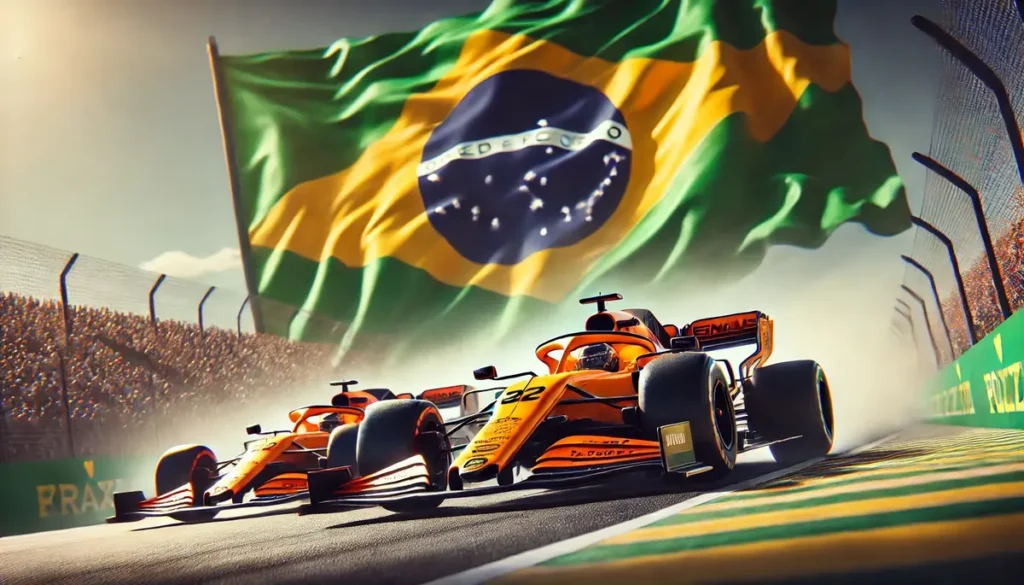 Två McLaren bilar som hjälper varandra i Sao Paulo